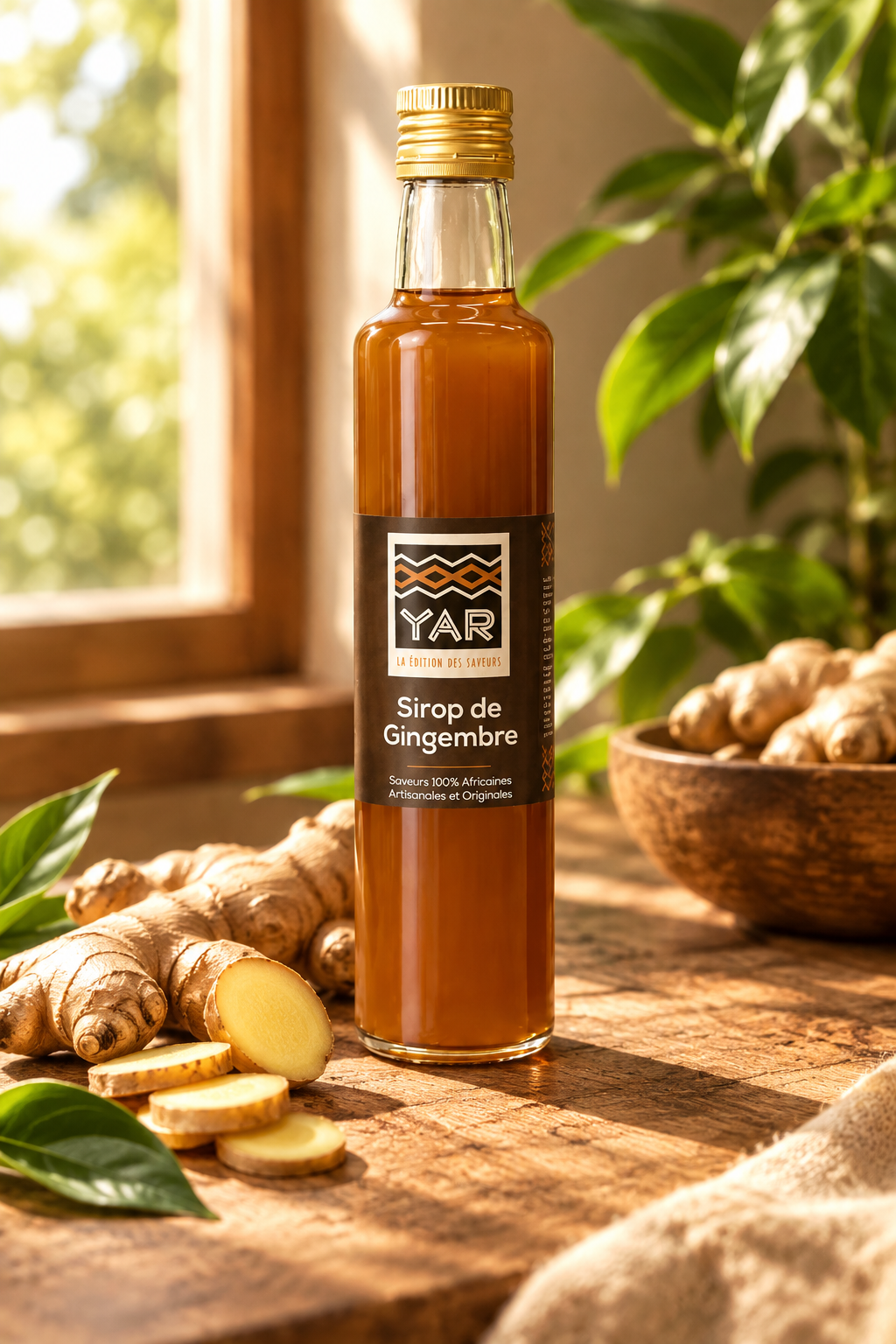 Sirop de gingembre YAR sur fond blanc