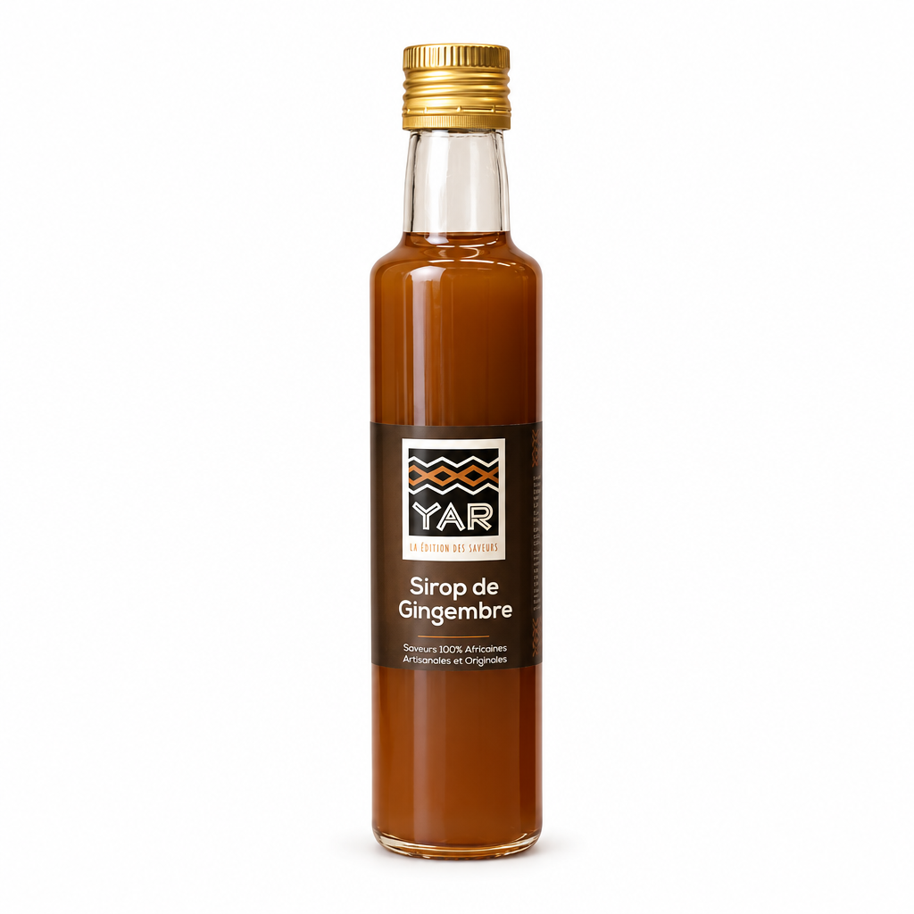 Sirop de gingembre YAR sur fond blanc