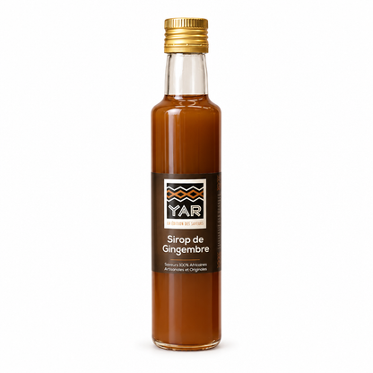 Sirop de gingembre YAR sur fond blanc