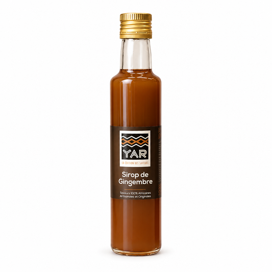 Sirop de gingembre YAR sur fond blanc